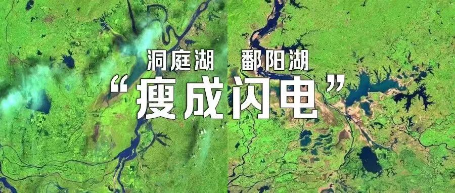 衛星影像下的洞庭湖、鄱陽湖已“瘦成閃電”！